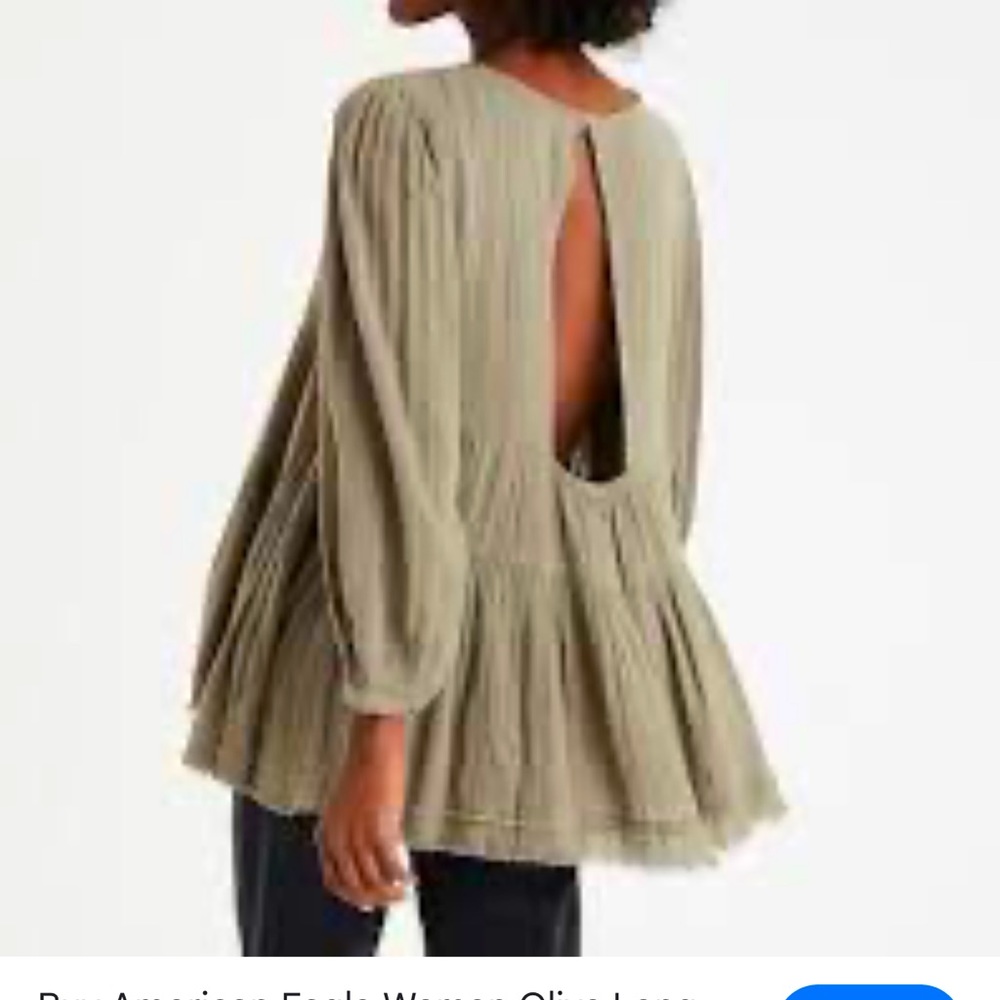 American Eagle Outfitters Green Puff Sleeve Blouse
